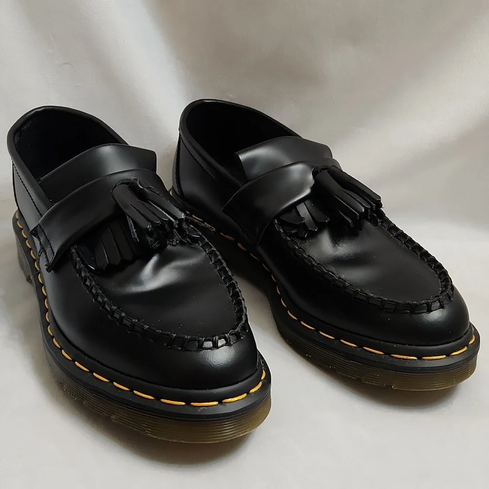 Dr. Martens Adrian Tassel Leather Casual Black Loafers (Uni M Size 7, W Size 8) - Picture 3 of 14